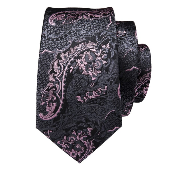 Slemankab Men’s Black & Pink Floral Silk Tie – Elegant & Modern Design