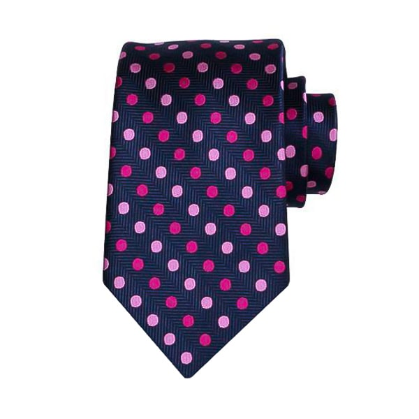Slemankab Men’s Blue & Pink Polka Dot Silk Tie – Stylish & Playful Design