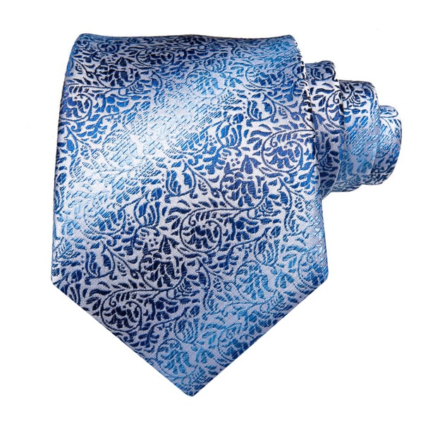 Slemankab Men’s Blue & Silver Floral Silk Tie – Elegant & Premium Design