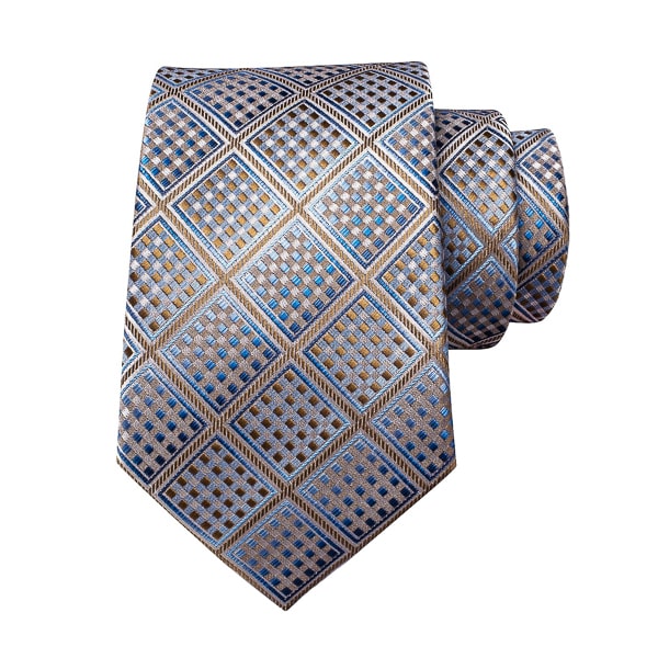 Slemankab Men’s Champagne & Blue Diamond Silk Tie – Elegant & Modern Design