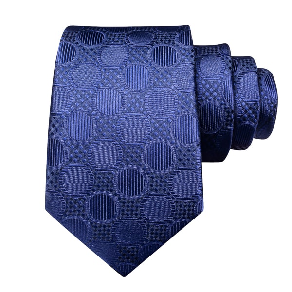 Slemankab Men’s Navy Blue Circle Silk Tie – Elegant & Modern Design