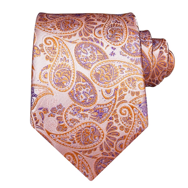 Slemankab Men’s Orange & Purple Paisley Silk Tie – Vibrant & Elegant Design