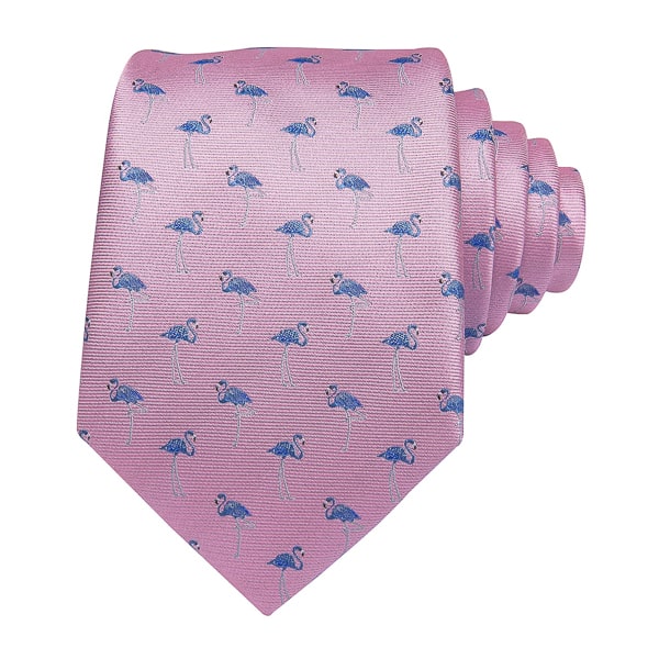 Slemankab Men’s Pink Flamingo Novelty Silk Tie – Fun & Stylish Design