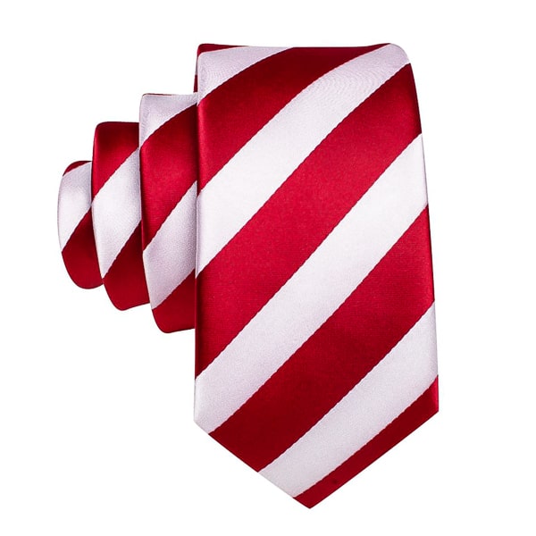 Slemankab Men’s Red & White Candy Striped Silk Tie – Bold & Elegant Design