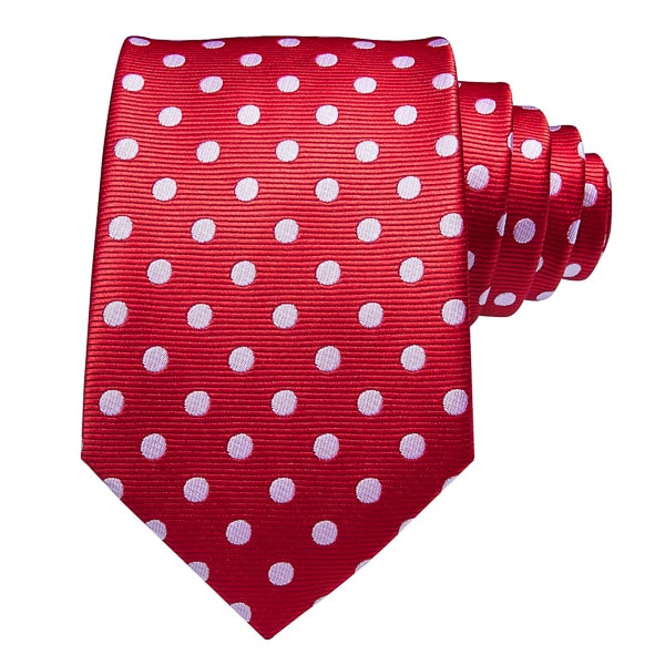 Slemankab Men’s Red & White Polka Dot Silk Tie – Stylish & Classic Design
